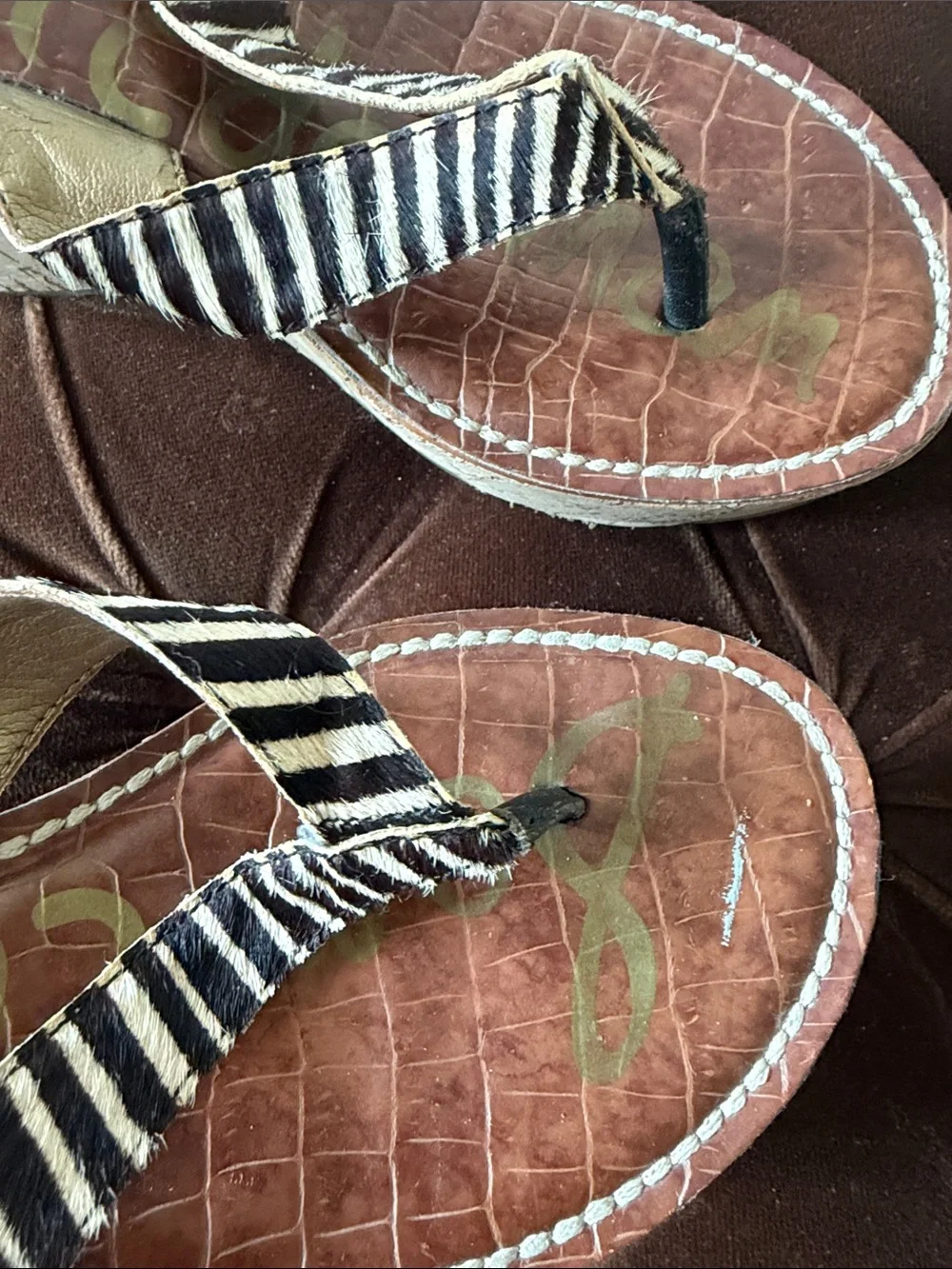 Sam Edelman Zebra-Print Thong Sandals SZ 36.5 - Picture 6 of 6